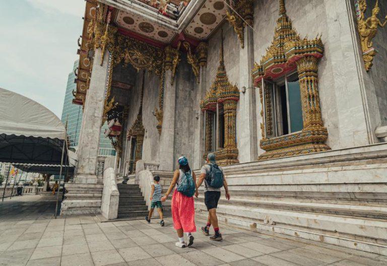 A family enjoys a vacation in Bangkok