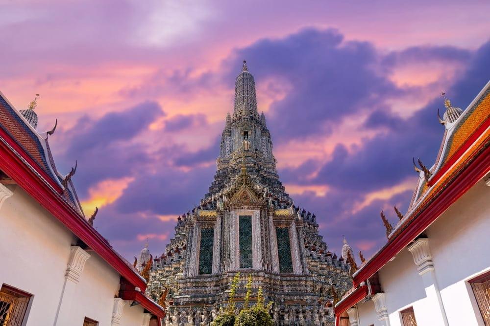 Wat Arun temple at sunset.